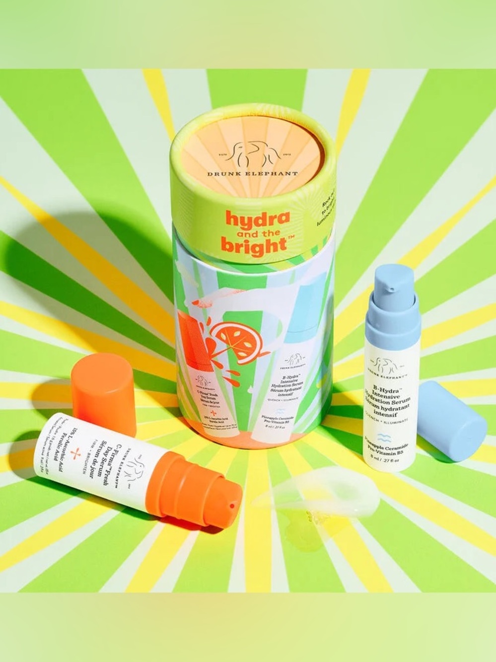 🆕 NWB Drunk Elephant Hydra and the Bright B-Hydra and C-Firma Serum Duo 3P Set
